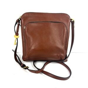 Fossil Cindy Crossbody Bag Brown Soft Leather Handbag Purse Key Fob